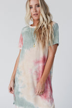 Load image into Gallery viewer, Multicolor Tie Dye Oversized Slit Tee Dress | Dresses/T Shirt Dresses
