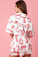 Load image into Gallery viewer, White Full Pattern Shirt and Shorts Satin Pajama Set | Loungewear &amp; Sleepwear/Sleepwear
