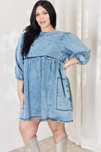 Denim Babydoll Dress | Oversized Mini Dress