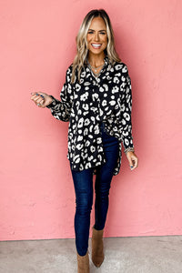 Black Leopard Print Tunic Shirt | Tops/Blouses & Shirts