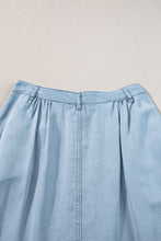 Load image into Gallery viewer, Denim Skirt | Mist Blue Fully Buttoned Long Skirt
