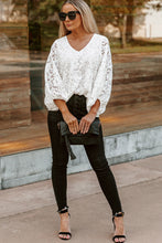 Load image into Gallery viewer, White Lace Top | Floral Crochet Loose Fit V Neck Top
