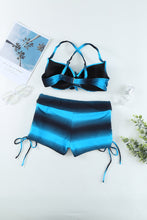 Load image into Gallery viewer, Blue Black Ombre Shading Push Up Bikini and Boardshort | Swimwear/Bikinis
