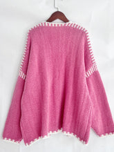 Load image into Gallery viewer, Double Take Contrast Open Front Dropped Shoulder Cardigan
