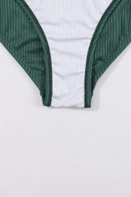 Load image into Gallery viewer, Blackish Green Ruched U Neck Ribbed Tankini | Swimwear/Tankinis
