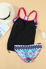 Load image into Gallery viewer, Black Geometric Printed Lined Tankini Swimsuit | Swimwear/Tankinis
