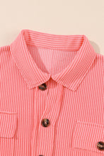 Load image into Gallery viewer, Pink Corded Flap Pocket Henley Top | Tops/Long Sleeve Tops
