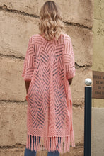 Load image into Gallery viewer, Openwork Open Front Cardigan with Fringes
