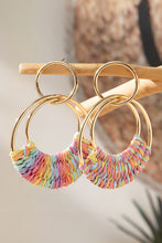 Load image into Gallery viewer, Pink Bohemian Woven Raffia Dangle Earrings | Accessories/Jewelry
