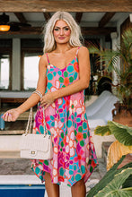 Load image into Gallery viewer, Pink Midi Dress | Floral Print Spaghetti Straps
