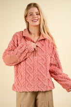 Load image into Gallery viewer, Half Zip Cable Pattern Sweatshirt
