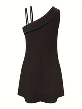 Load image into Gallery viewer, Mini Dress | Asymmetrical Neck Sleeveless Dress
