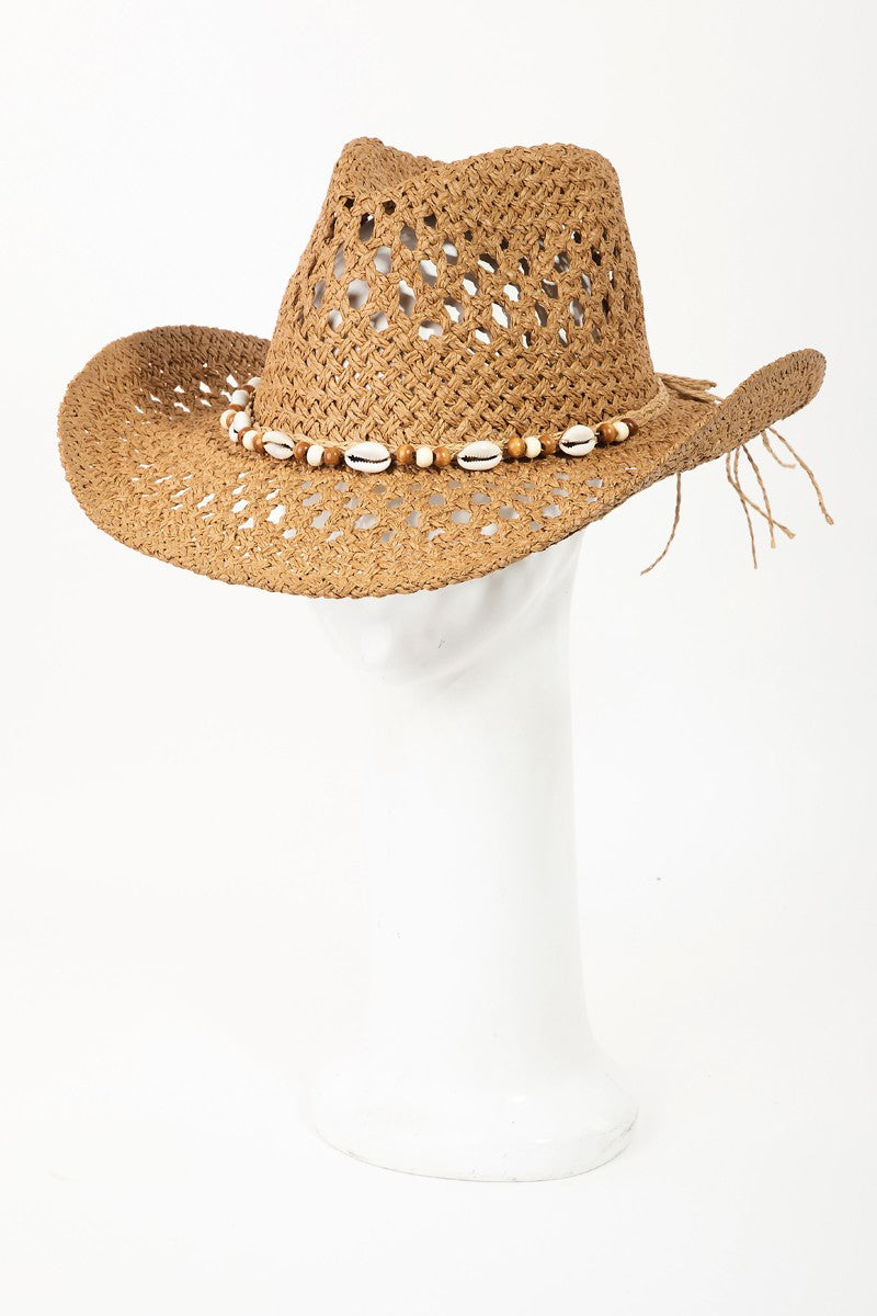 Shell Beaded String Straw Hat