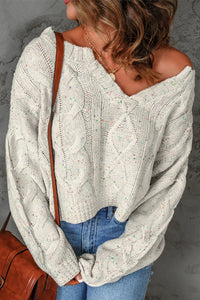 White Multicolor Pilling Detail Pullover Sweater | Tops/Sweaters & Cardigans