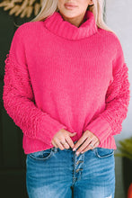 Load image into Gallery viewer, Pink Ribbed Turtleneck Fuzzy Sleeve Knit Sweater | Tops/Sweaters &amp; Cardigans
