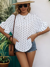 Load image into Gallery viewer, Polka Dot Top | Round Neck Half Sleeve Blouse
