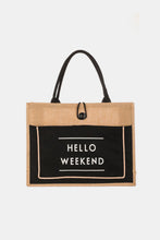 Load image into Gallery viewer, Hello Weekend Burlap Tote Bag
