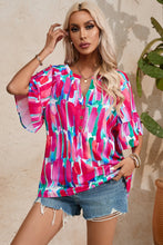 Load image into Gallery viewer, Womens Blouse | Printed Notched Half Sleeve Top
