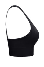 Load image into Gallery viewer, Black Ribbed Hollow-out Racerback Yoga Sports Bra | Activewear/Sports Bras
