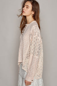 Raw Edge Lace Top | Round Neck Lace Blouse