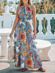 Maxi Dress | Printed Halter Neck Dress