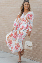 Load image into Gallery viewer, Maxi Dress | Tropical Plant Print Long Sleeve Wrap Dress
