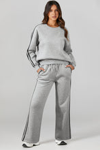 Load image into Gallery viewer, Light Grey Solid Color Side Striped Sweatshirt Active Set
