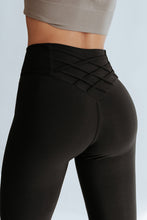 Load image into Gallery viewer, Black Criss Cross Tummy Control High Waist Leggings | Bottoms/Leggings
