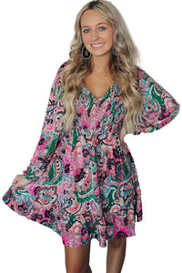 Boho Paisley Print Ruffle Hem Dress | Dresses/Mini Dresses