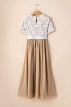 Load image into Gallery viewer, Chiffon Long Dress | Clay Lace Short Sleeve Bodice Dress
