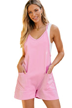 Load image into Gallery viewer, Pink Sleeveless Pocketed V Neck Jersey Romper | Bottoms/Jumpsuits &amp; Rompers
