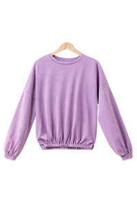 Wisteria Mineral Wash Drop Shoulder Casual Sweatshirt | Tops/Sweatshirts & Hoodies