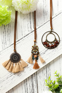 Multicolor 3pcs Bohemian Retro Tasseled Pendant Necklace | Accessories/Jewelry