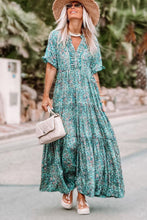 Load image into Gallery viewer, Sky Blue Paisley Print Boho Holiday Ruffle Tiered Maxi Dress | Dresses/Maxi Dresses
