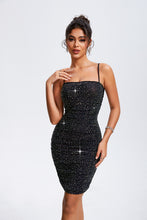 Load image into Gallery viewer, Black Square Neck Cami Dress with Rhinestones
