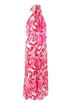 Load image into Gallery viewer, Pink Abstract Swirl Print Halter Maxi Dress | Dresses/Maxi Dresses
