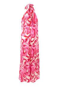 Pink Abstract Swirl Print Halter Maxi Dress | Dresses/Maxi Dresses