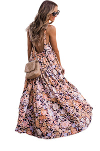 Multicolor Floral Print Scoop Back Maxi Sundress | Dresses/Maxi Dresses