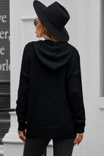 Load image into Gallery viewer, Black Kangaroo Pocket Cowl Neck Knitted Sweater
