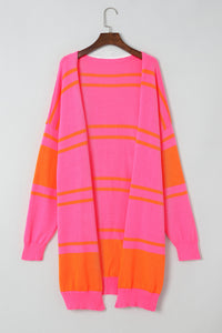 Multicolor Striped Long Sleeve Ribbed Trim Button Cardigan | Tops/Sweaters & Cardigans