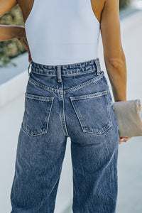 Sky Blue High Rise Ripped Straight Legs Loose Jeans | Bottoms/Jeans