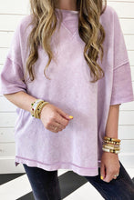 Load image into Gallery viewer, Orchid Petal Mineral Wash Exposed Seam Drop Shoulder Oversized Tee
