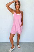 Load image into Gallery viewer, Pink Sleeveless Pocketed V Neck Jersey Romper | Bottoms/Jumpsuits &amp; Rompers
