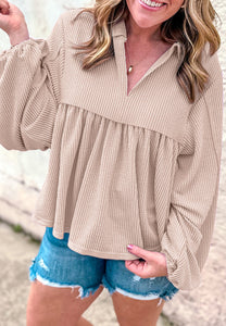 Texture Collared Neck Blouse