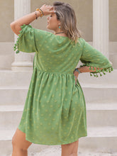 Load image into Gallery viewer, Plus Size Mini Dress | Tied Tassel Half Sleeve Dress
