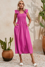 Load image into Gallery viewer, Maxi Dress | Rose Solid Color Ruffled Straps Dress
