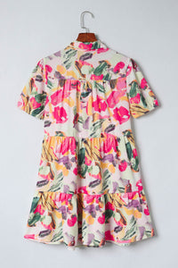 Shirt Dress | Multi-Color Floral Print Short Sleeve