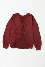 Load image into Gallery viewer, Fiery Red Exposed Seam Twist Open Back Oversized Sweatshirt
