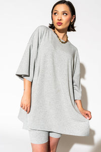 Gray Tunic Top & Slimming Shorts Set