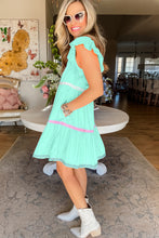 Load image into Gallery viewer, Flutter Sleeve Dress | Mint Green V Neck Tiered Dress
